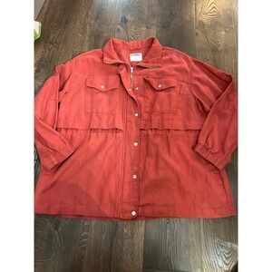 Old Navy Women's Red Utility Jacket Drawstring Waist Full Zip Size XL
